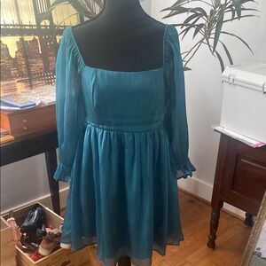 Selkie Style Teal Mini Dress